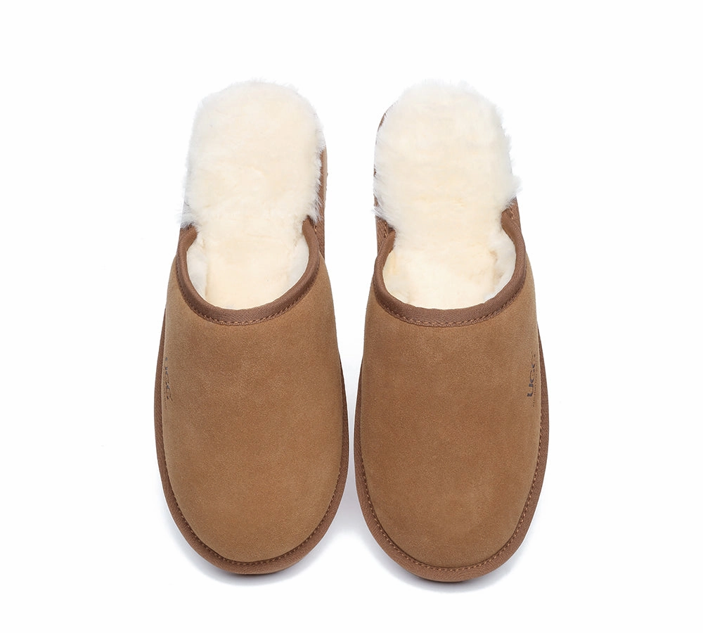 AUSTRALIAN SHEPHERD UGG Slippers Men Sheepskin Wool Scuff Cruz Tasman Slippers Grey