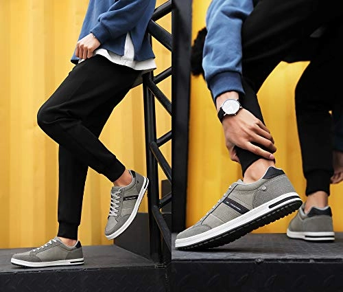 Eggplant Flats Shoes AX BOXING Mens Casual Shoes Fashion Sneakers Breathable Comfort Walking Shoes for Male(Gray Color, Numeric_10_Point_5)