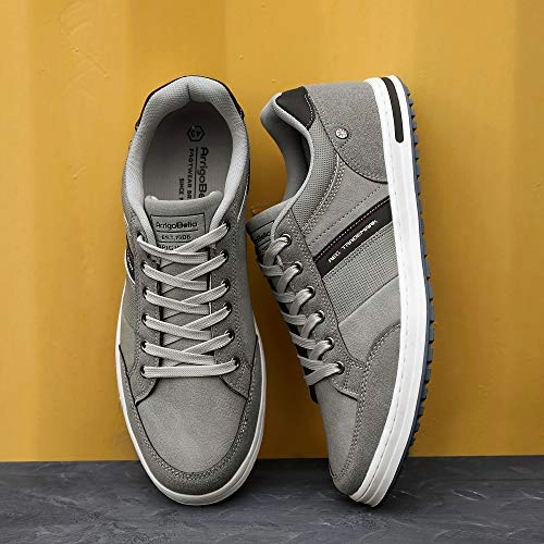 AX BOXING Mens Casual Shoes Fashion Sneakers Breathable Comfort Walking Shoes for Male(Gray Color, Numeric_10_Point_5) Leather Flat Ballet Shoes