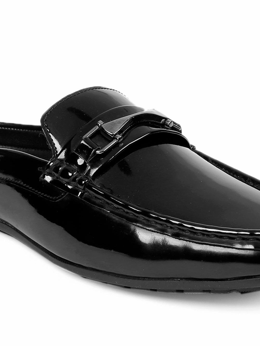 Nantucket Penny Loafers Bacca Bucci JAMBOREE Fashion Mules/Clogs/Backless Loafers for Party/Travel/Office-Shiny Black