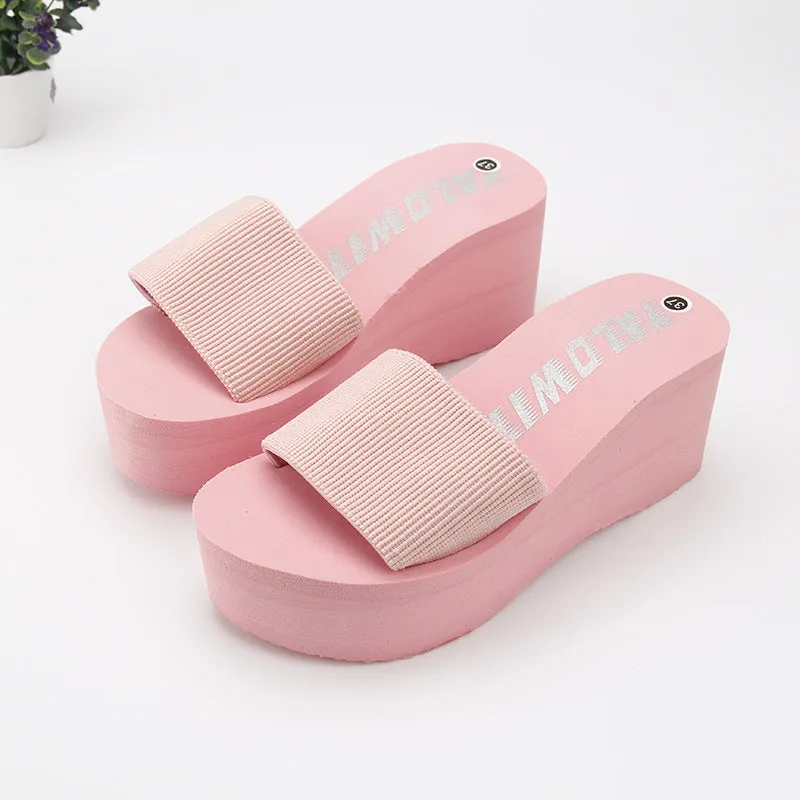 Wool Slippers With Leather Soles Women Beach Elastic Fabric Slippers
