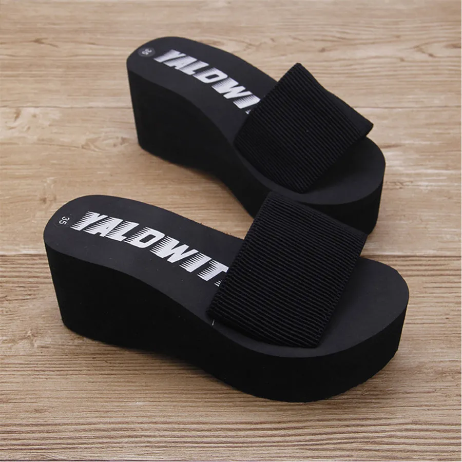 Women Beach Elastic Fabric Slippers Oomphies Slippers