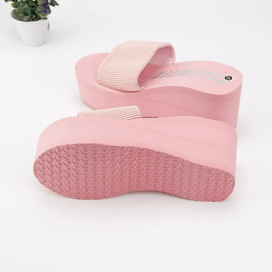 Women Beach Elastic Fabric Slippers Peanuts Slippers