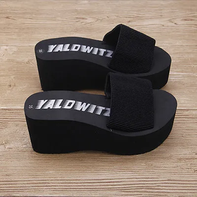 Women Beach Elastic Fabric Slippers Yarn Slides