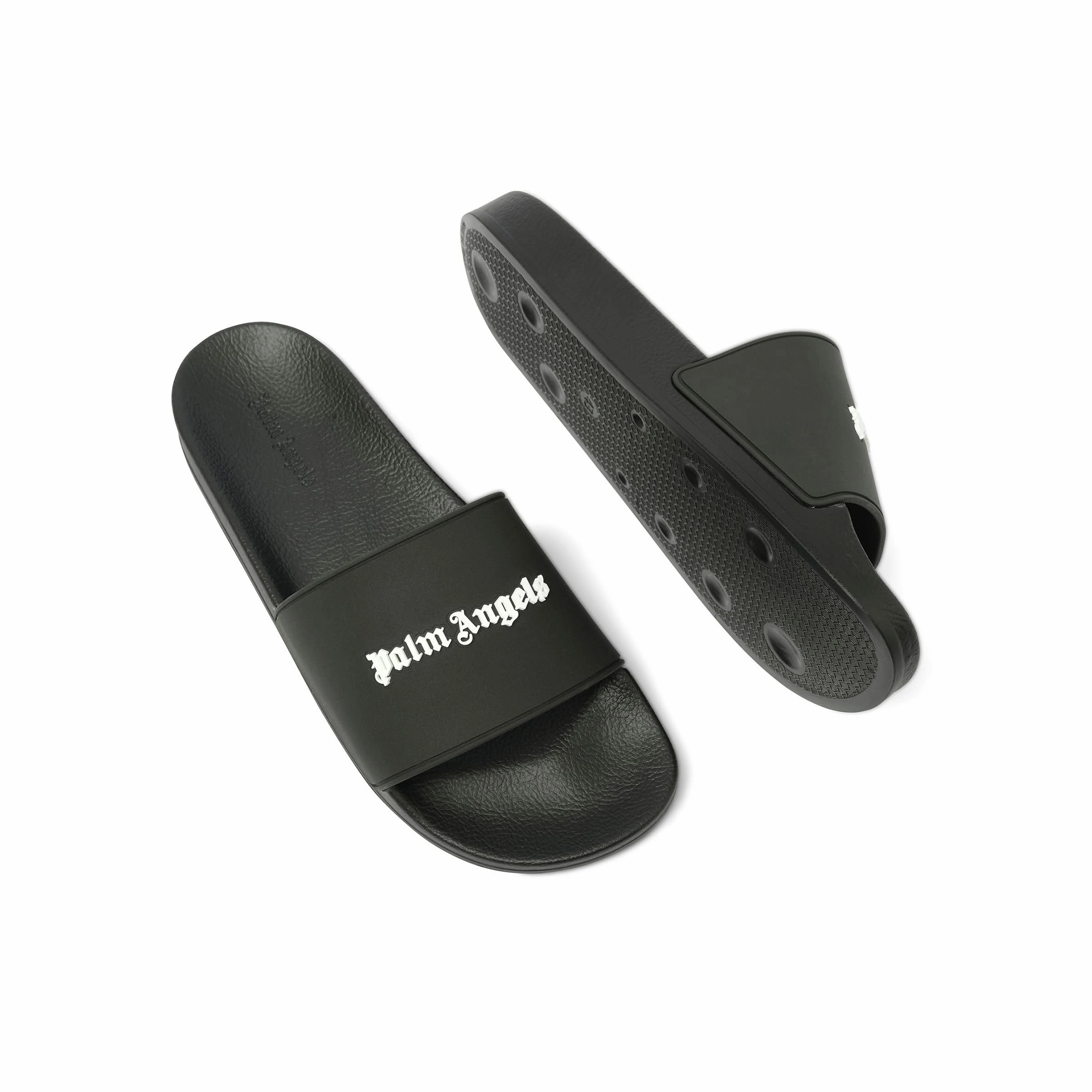Sandals Dominican Republic Classic Logo Pool Slider in Black/White