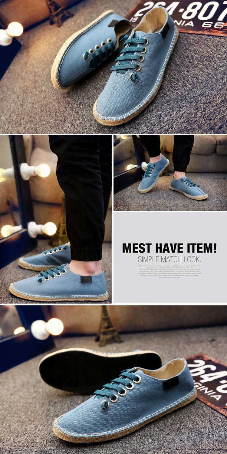 Flat Cotton Shoes SERENE 3 Colors Man Lace-up Flats Casual Canvas Shoes