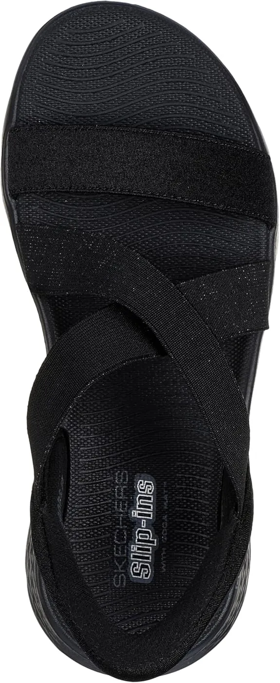 Skechers Women's Go Walk Flex Sandal-Glimmer Up Hands Free Slip-ins Grosgrain Flip Flops