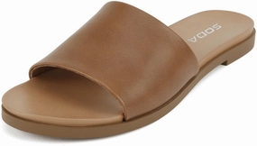 Comfortable Flip Flops With Arch Support Board-S Tan PU Soda
