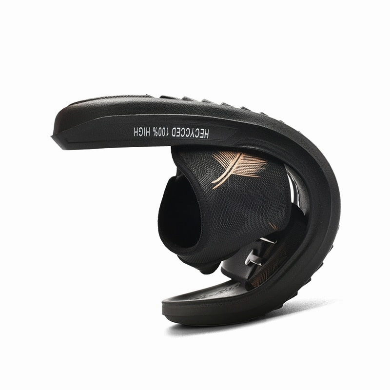 SSX Men's Summer Flat Casual Leather Sandals Platform Slide Sandals