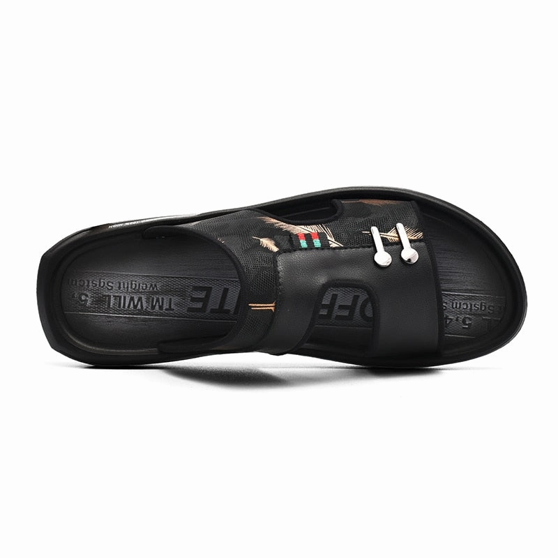 SSX Men's Summer Flat Casual Leather Sandals Best Shower Slippers