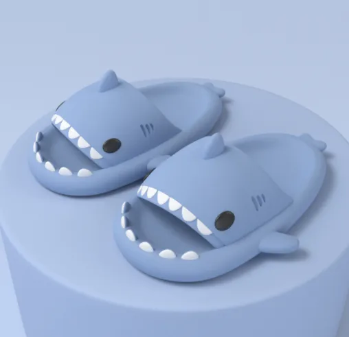 Adult's Slippers Indoor Outdoor Funny Shark Cartoon North Face Camping Slippers