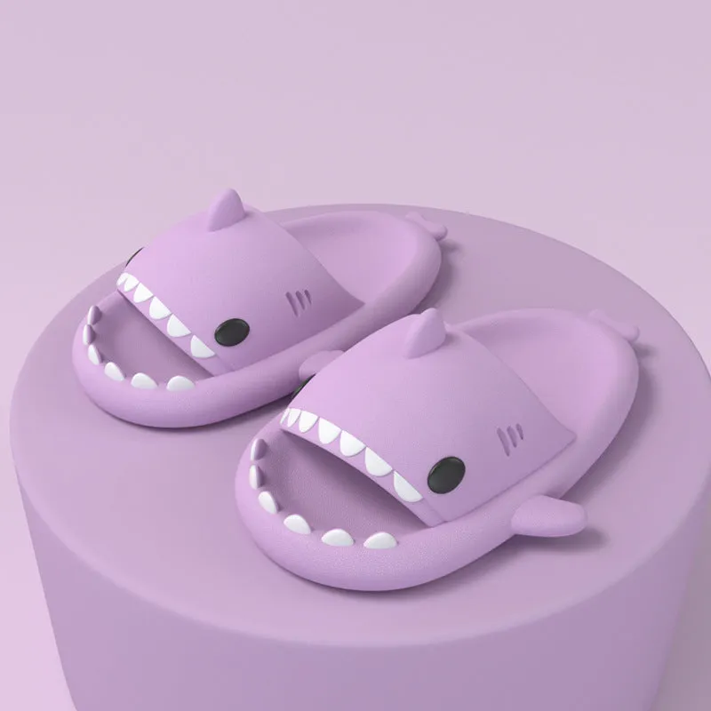 Fold Up Slippers Adult's Slippers Indoor Outdoor Funny Shark Cartoon