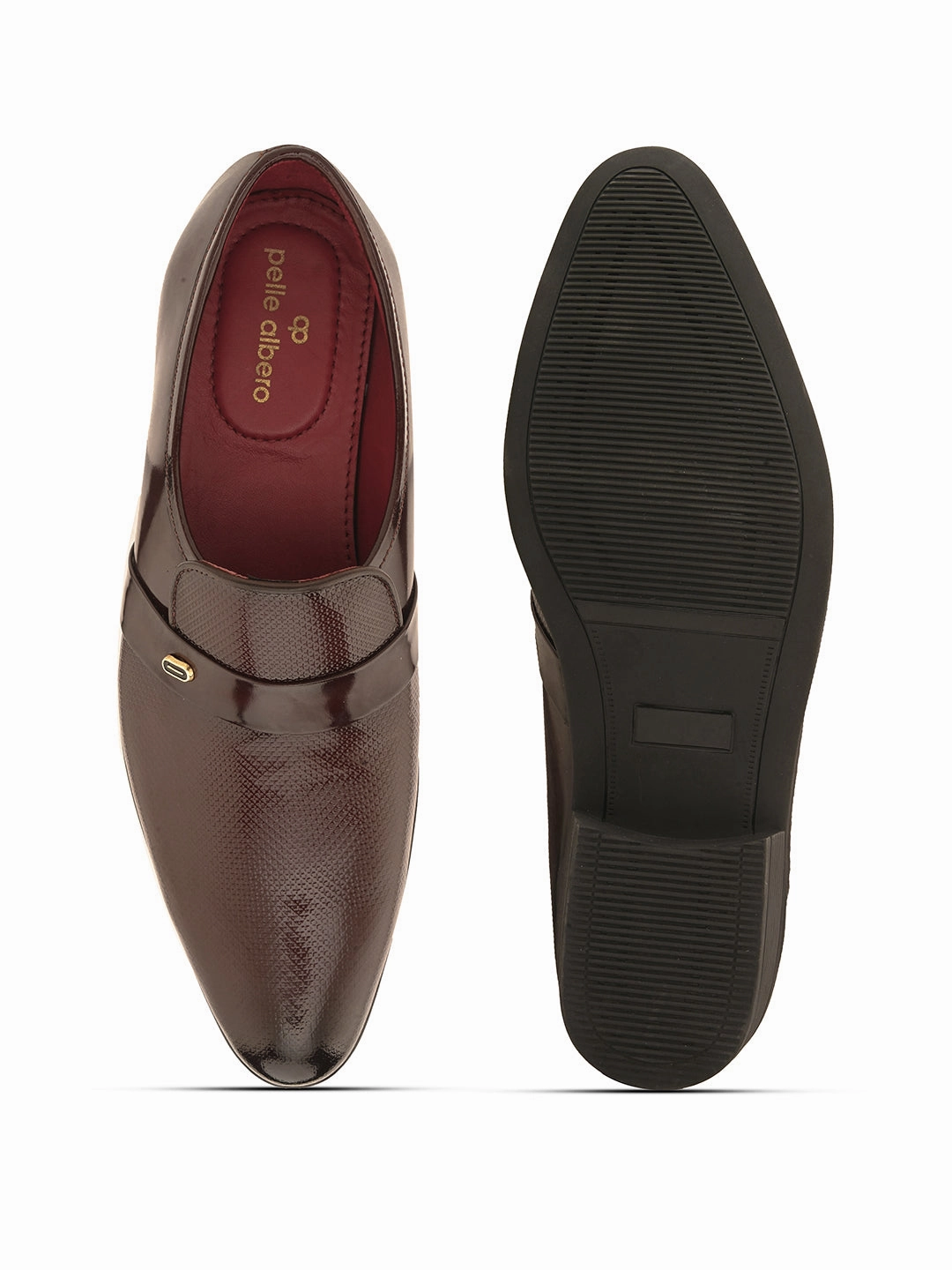 Deals On Sandals Pelle Albero Cherry Leather Slip on Cuban Heel Formal Shoes For Men