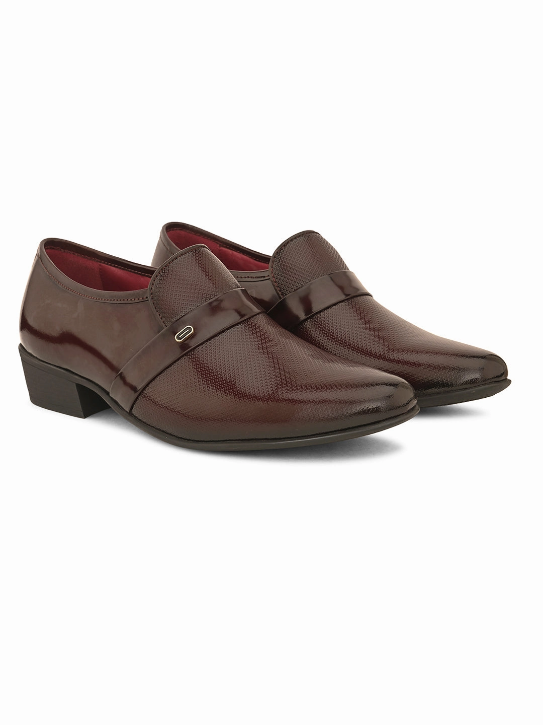 Pelle Albero Cherry Leather Slip on Cuban Heel Formal Shoes For Men Pehr Sandals