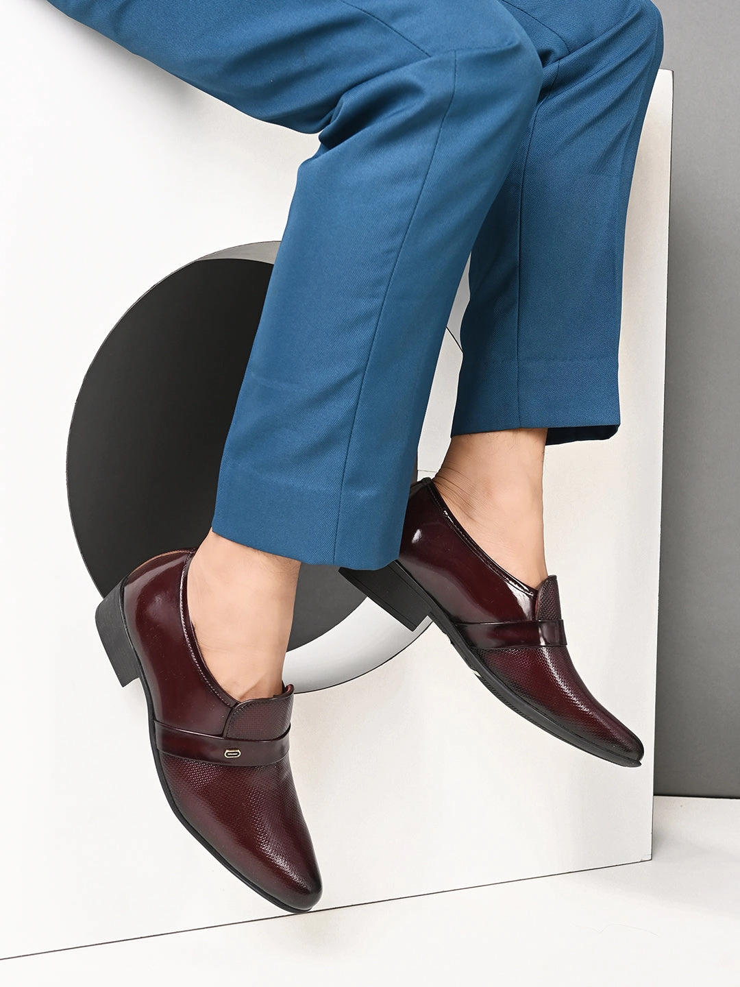 Sandals Membership Levels Pelle Albero Cherry Leather Slip on Cuban Heel Formal Shoes For Men