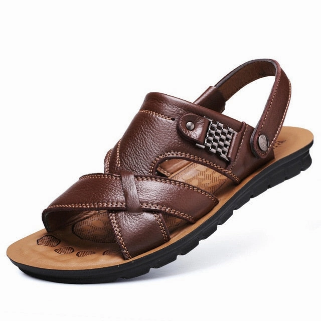 Sandals Hotel Montego Bay Big Size 48 Men Genuine Leather Sandals Summer Classic Men Shoes Slippers Soft Sandals Men Roman Comfortable Walking Footwear