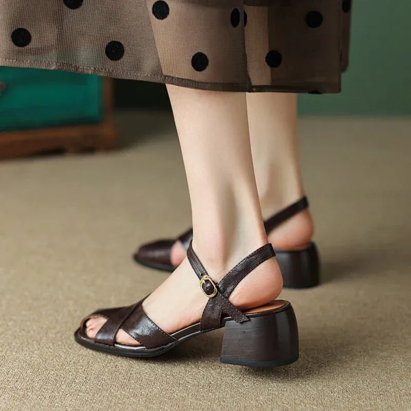 Andres Assous Sandals binfenxie Genuine Leather Sandals Women 2023 Summer Cover Toe Slingback Shoes for Women Casual Gladiator Women Shoes Vintage Roman Sandals