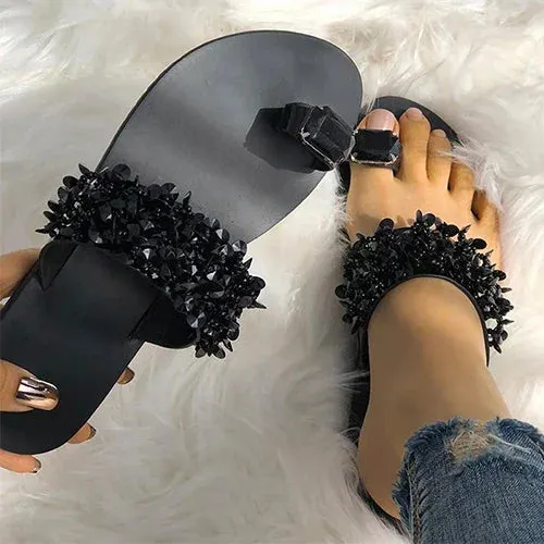 Chinese Mesh Slippers binfenxie  -  Slippers Women Shoes Summer sandals Beach Pineapple Flat Slippers Outside Slides Zapatos De Mujer Shining Crystal Ladies Shoes