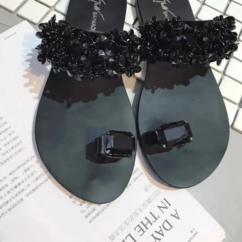 binfenxie  -  Slippers Women Shoes Summer sandals Beach Pineapple Flat Slippers Outside Slides Zapatos De Mujer Shining Crystal Ladies Shoes Parachute Slippers