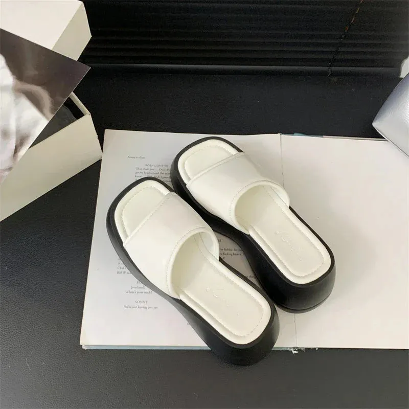 binfenxie Summer Increase Women Slippers Fashion Elegant Open Toe Increase Slides Shoes Ladies Casual Platform Flats Beach Sandal Bootie House Slippers