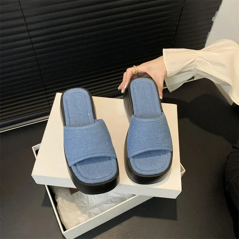 binfenxie Summer Increase Women Slippers Fashion Elegant Open Toe Increase Slides Shoes Ladies Casual Platform Flats Beach Sandal Ariat Slippers Sale