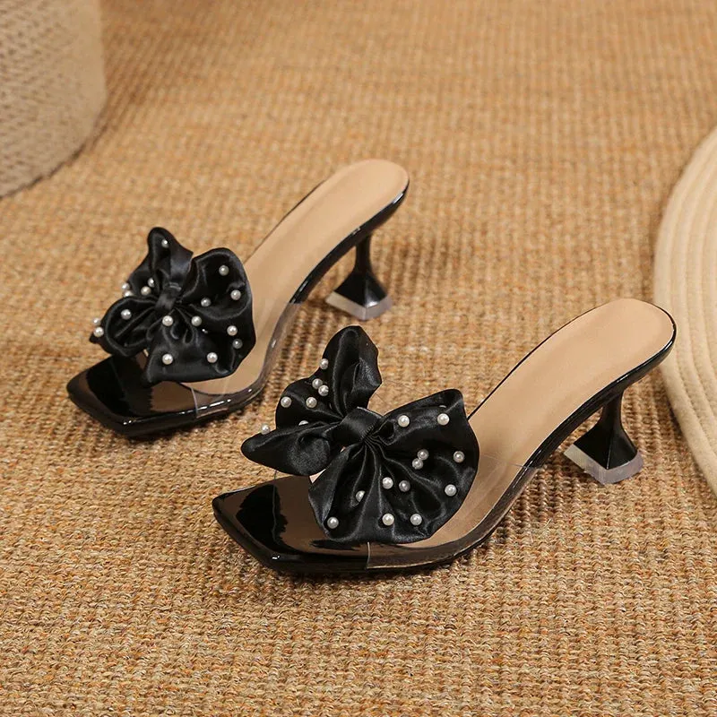 Slppers On Sale binfenxie  -  Women Pumps Fashion Bow Design Cute Women Slippers Peep Toe High Heels Shoes Party Shopping Shoes Chaussure Femme