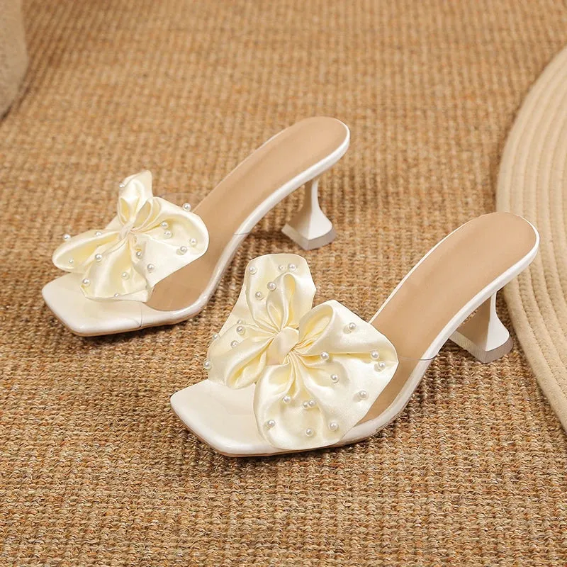 binfenxie  -  Women Pumps Fashion Bow Design Cute Women Slippers Peep Toe High Heels Shoes Party Shopping Shoes Chaussure Femme Toy Story Slippers