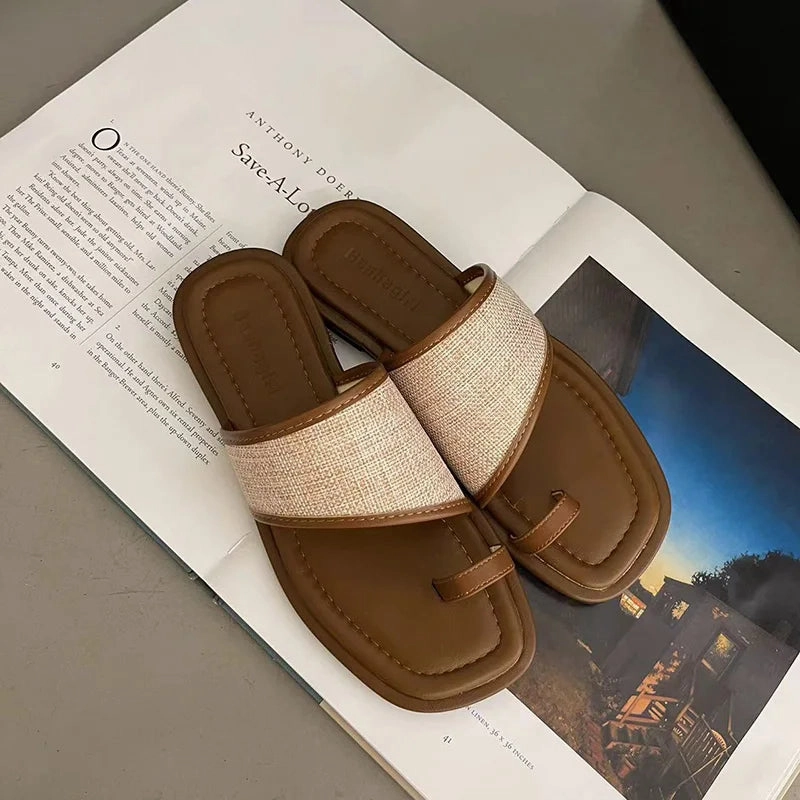 binfenxie  - 2024 Summer Gladiator Women Slippes Fashion Elegant Soft Sole Flats Slides Shoes Ladies Casual Beach Flip Flops Sandalias Rainbow Flip Flops Flirty Braidy