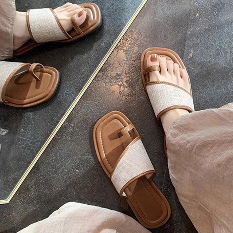 binfenxie  - 2024 Summer Gladiator Women Slippes Fashion Elegant Soft Sole Flats Slides Shoes Ladies Casual Beach Flip Flops Sandalias Clean Up Flip Flops