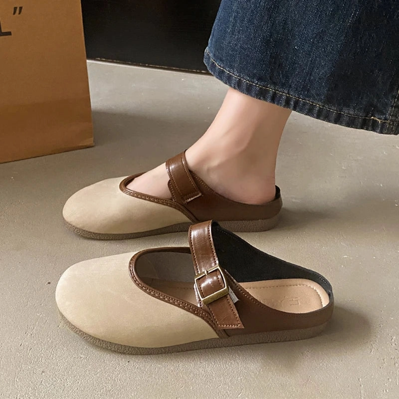 binfenxie  -  Flats Mules Shoes Women Casual Cozy Soft Walking Slippers 2024 Summer Slingback Flip Flops Sandals Fashion Dress Femme Slides Fitflop Leather Flip Flops