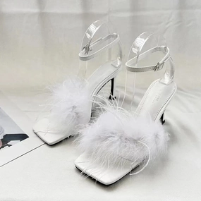 Flip Flops Premium binfenxie  -  High Heels Shoes Fur Women Sandals Summer Open Toe 2024 New Fashion Pumps Shoes Designer Flip Flops Party Slides Ladies Zapatos