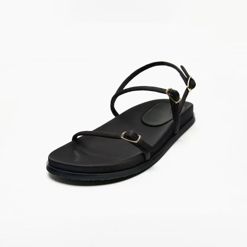 Better In Flip Flops Image binfenxie  - Ankle Straps Black Flip Flops For Women Summer Casual Round Toe Buckled Flat Sandals Fashion Back Strap Shoes Beach Slipper