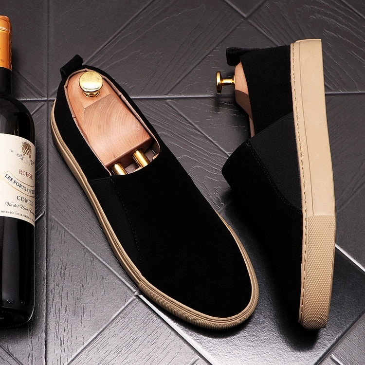 Black Suede Leather Casual Slip-on Sneakers Summits Swift Step Casual Shoe