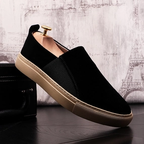 Black Suede Leather Casual Slip-on Sneakers Business Casual Open Toed Shoes