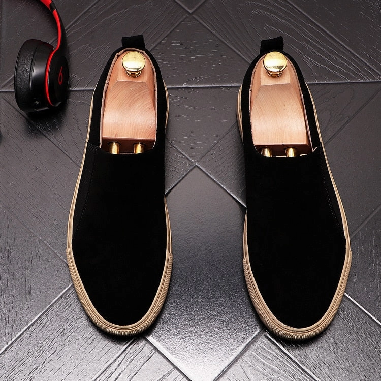 Black Suede Leather Casual Slip-on Sneakers Casual Shoes For Men And