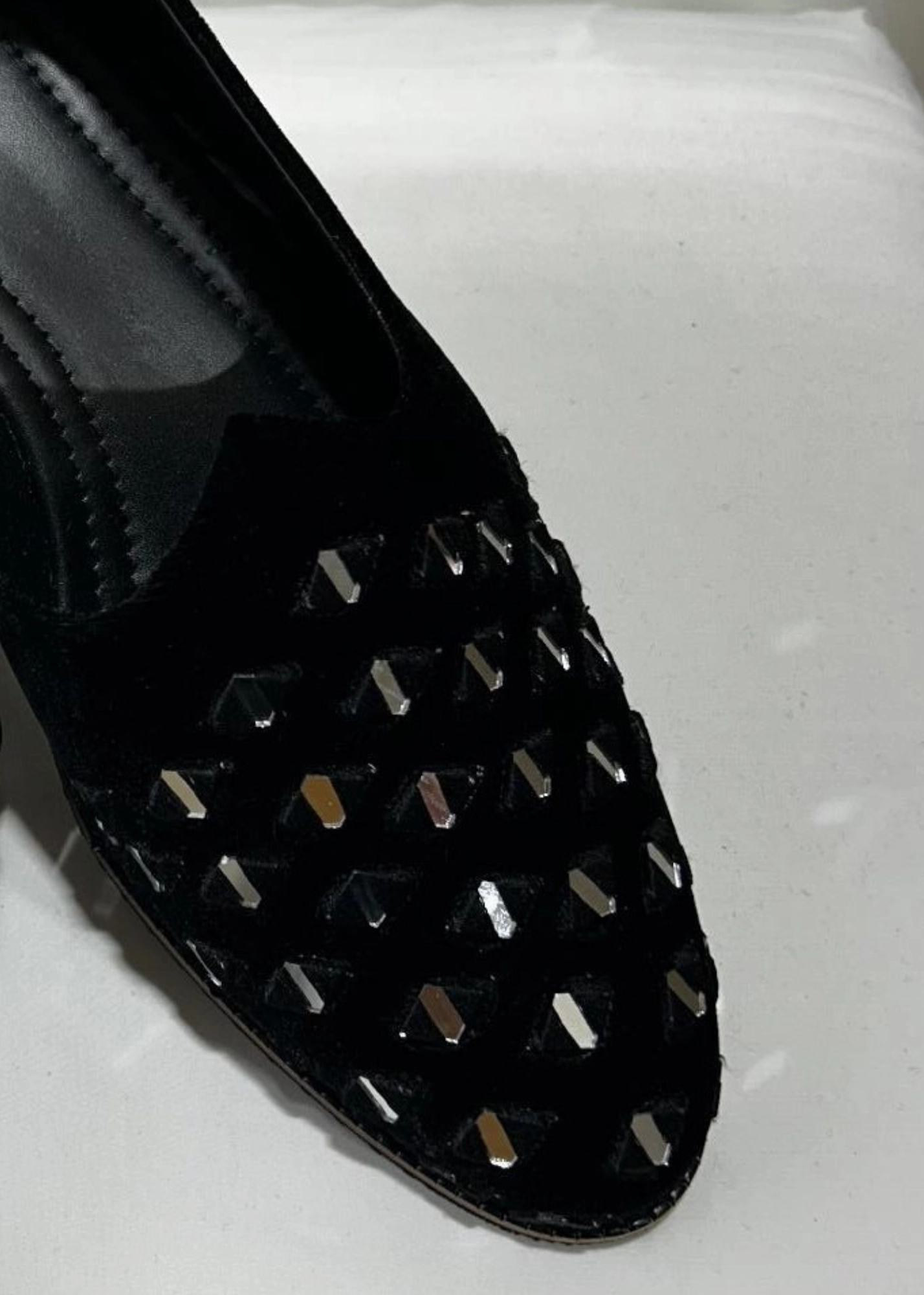 Vagabond Cosmo Loafers BLACK VELVET MIRRORWORK SHOES FOR MEN