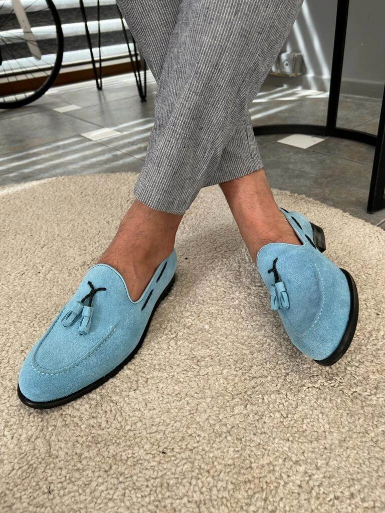 Blue Suede Loafers Suede Venetian Loafers
