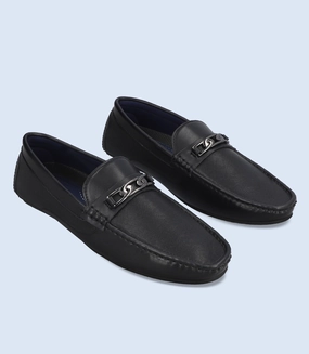 BM5136-BLACK-Men Loafers Buckle Loafers