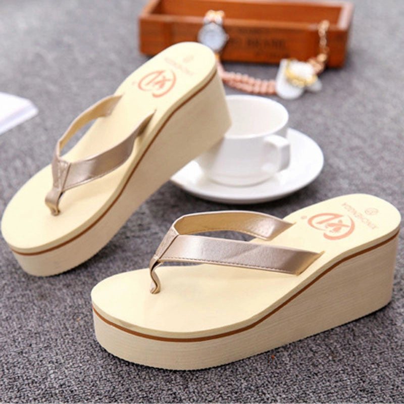 Dff Flip Flop Bohemian Women Shoes High Heels Flip Flops platform wedges women Sals Flip slippers woman shoes designer