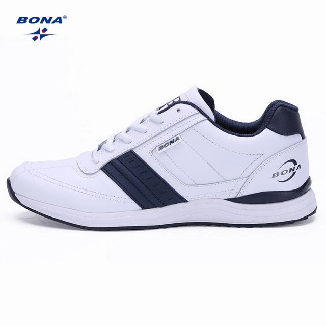 BONA New Popular Style Men Casual Shoes Lace Up Comfortable Shoes Men Soft Lightweight Outsole Hombre  Free  Shipping Flat Foot Walking Shoes