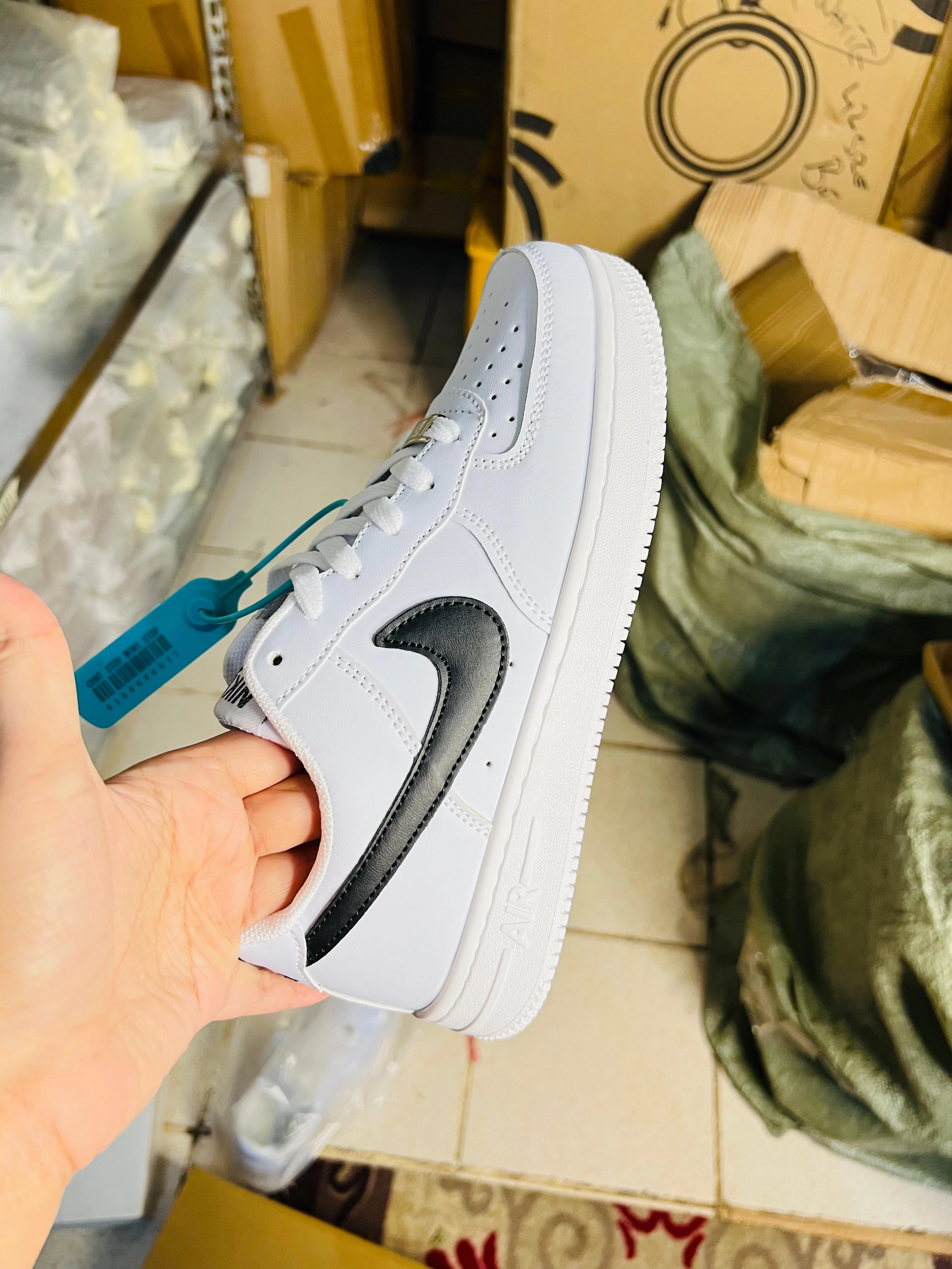 Slip On Canvas Sneakers Air Force 1 Low 07 White Black Branded Sneakers