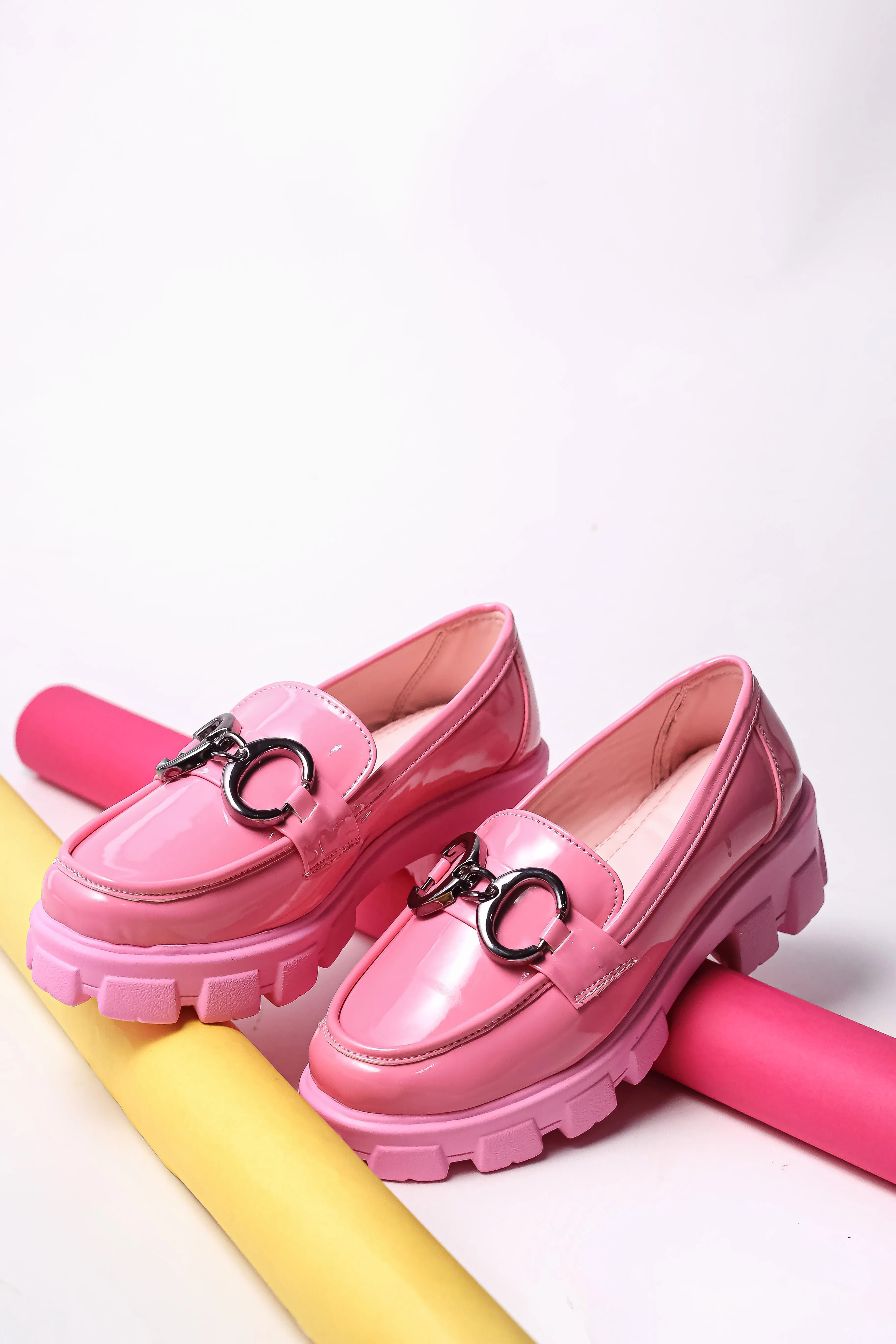 Hunter Loafers Brauch Pink Patent Embellished Loafer Shoe