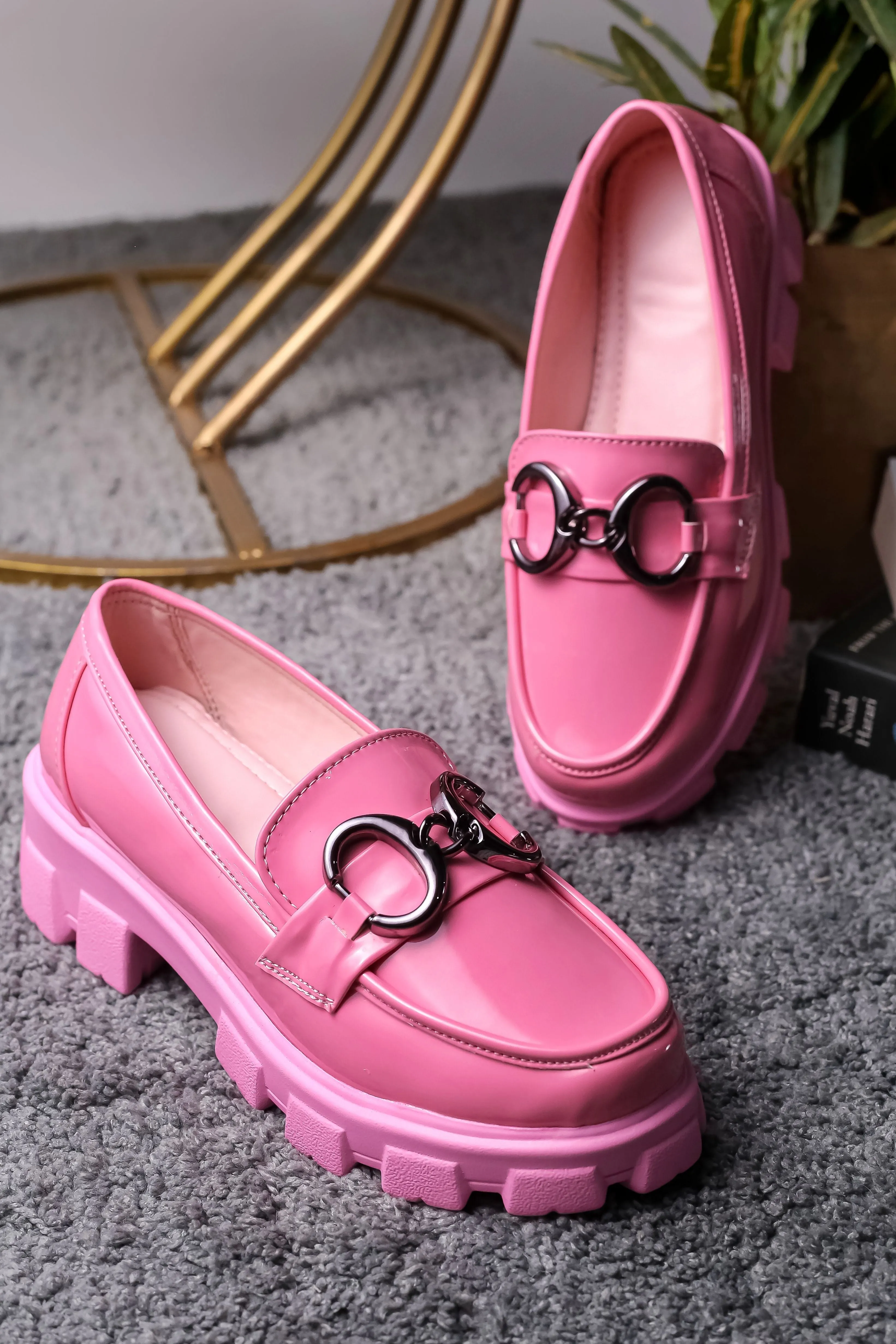 Brauch Pink Patent Embellished Loafer Shoe Golf Loafers