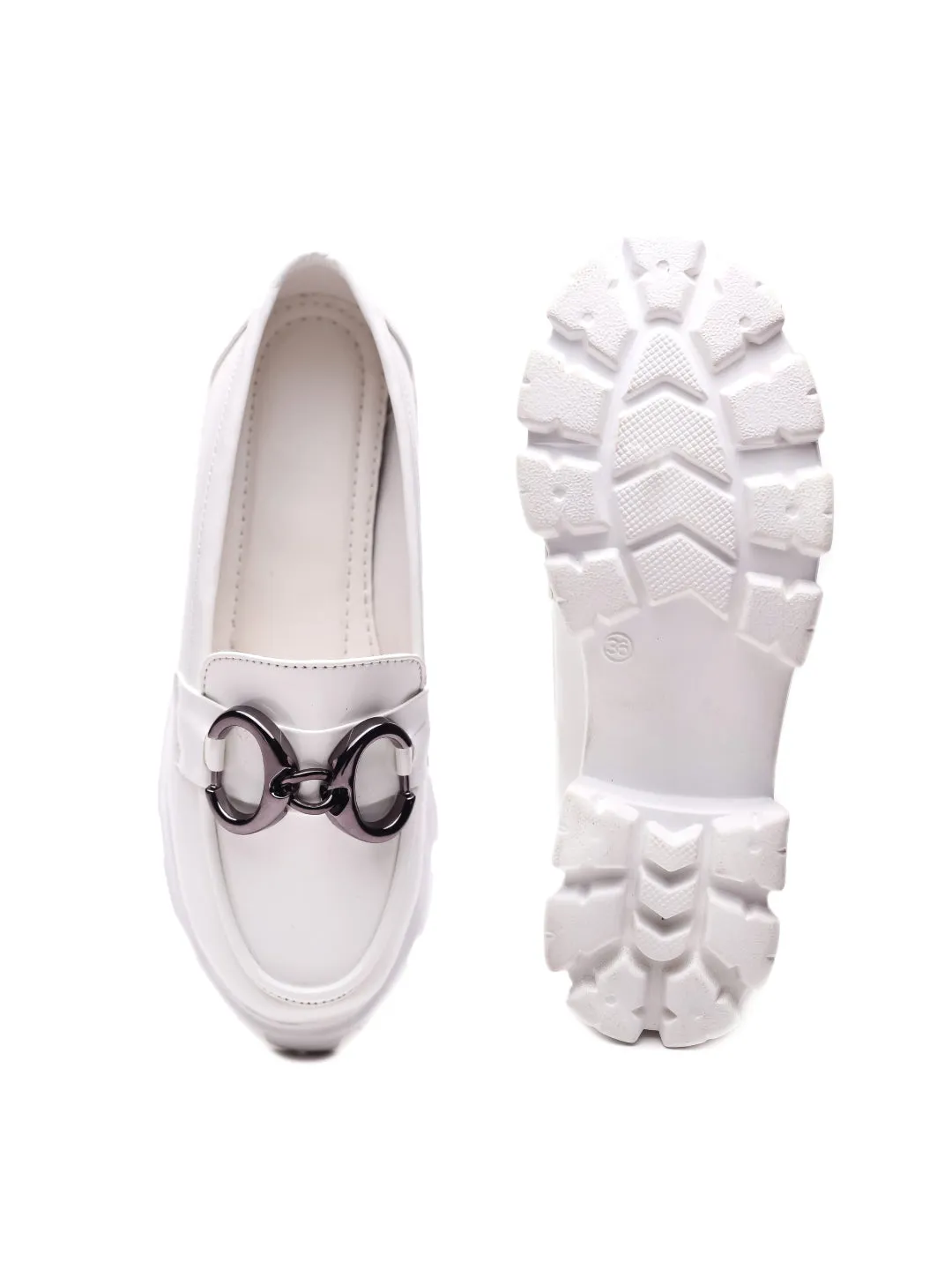 Brauch White Patent Embellished Loafer Shoe Loafers Sizing