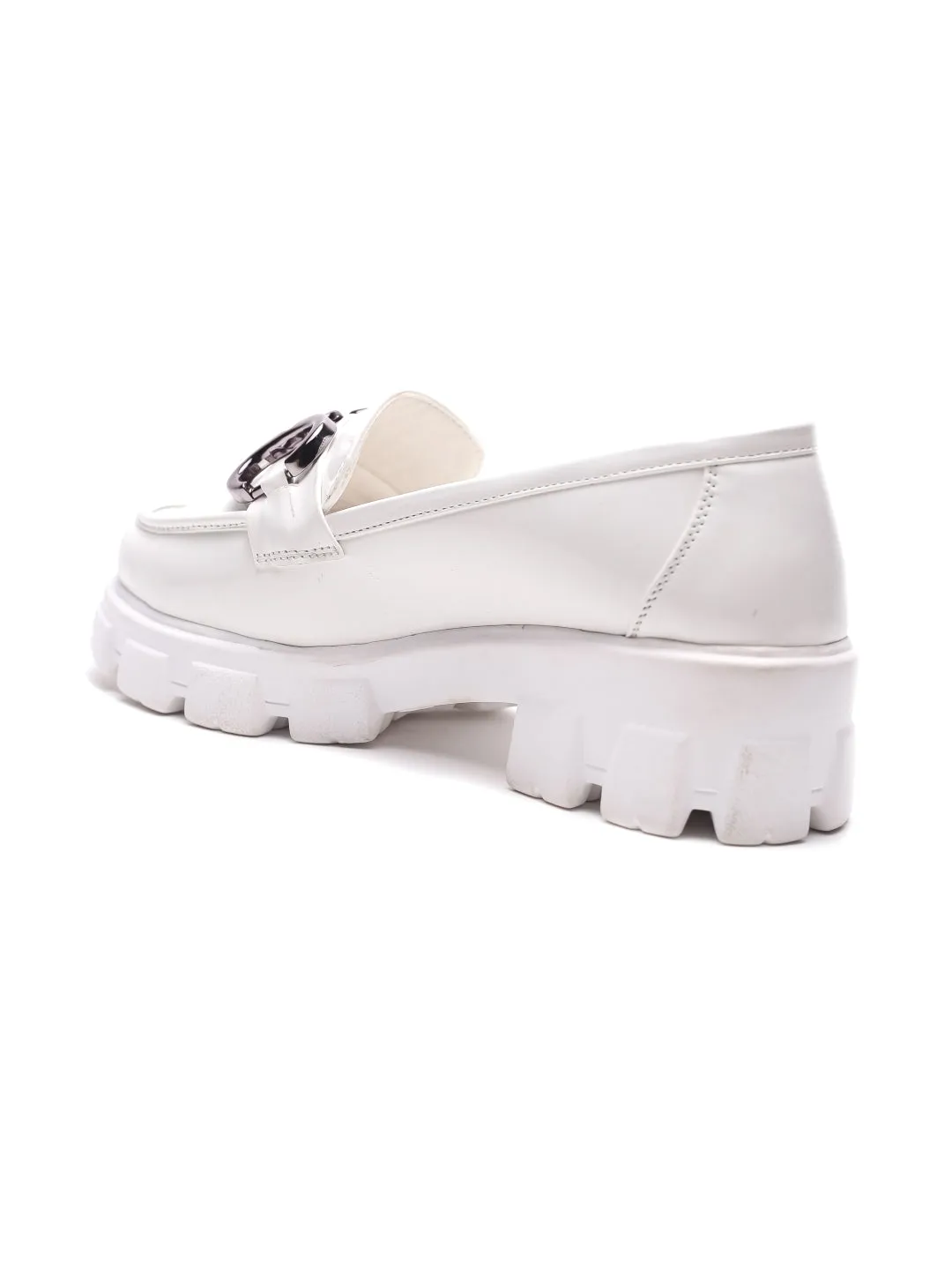 Loafers With Pants Brauch White Patent Embellished Loafer Shoe