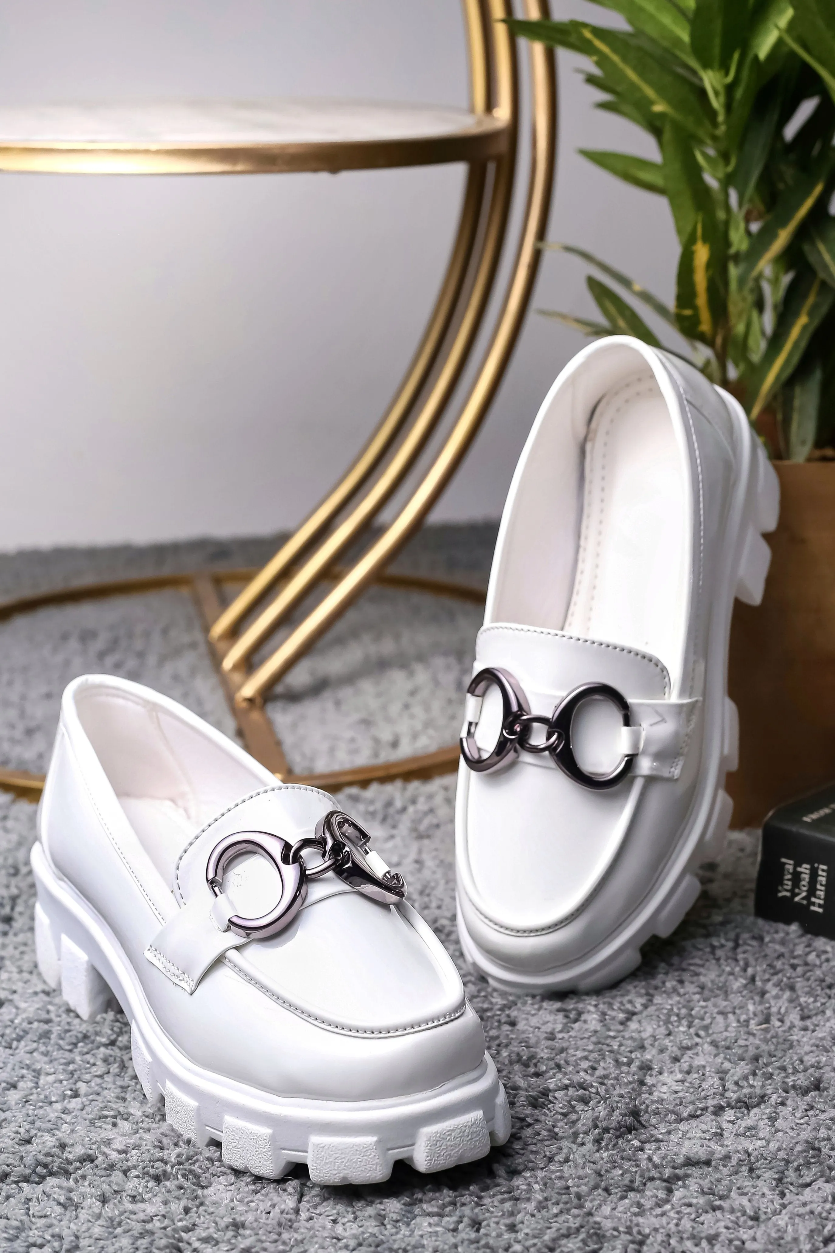 Anthropologie Loafers Brauch White Patent Embellished Loafer Shoe