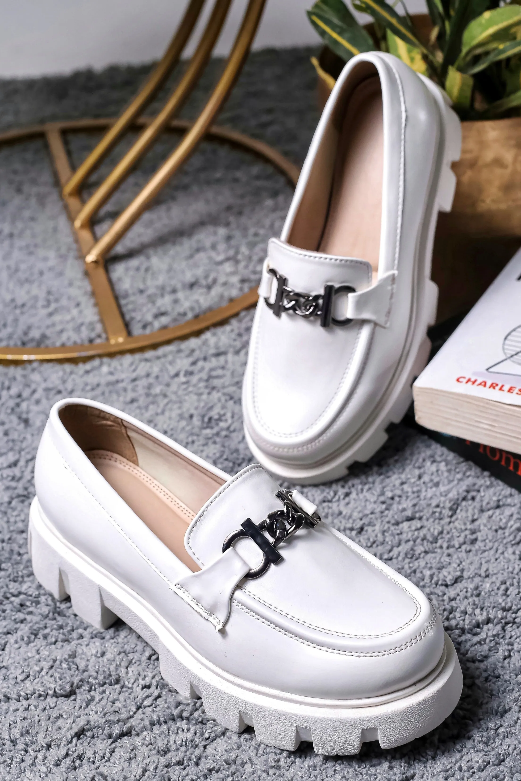 Loafers Wexford Brauch White Solid Buckle Embellished Loafer Shoe