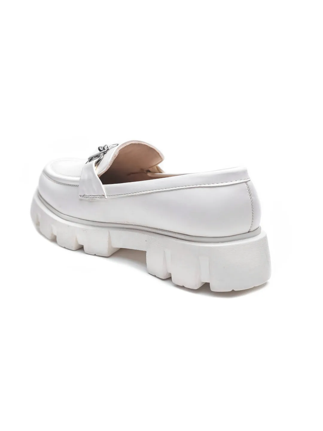 Versace Greca Loafers Brauch White Solid Buckle Embellished Loafer Shoe