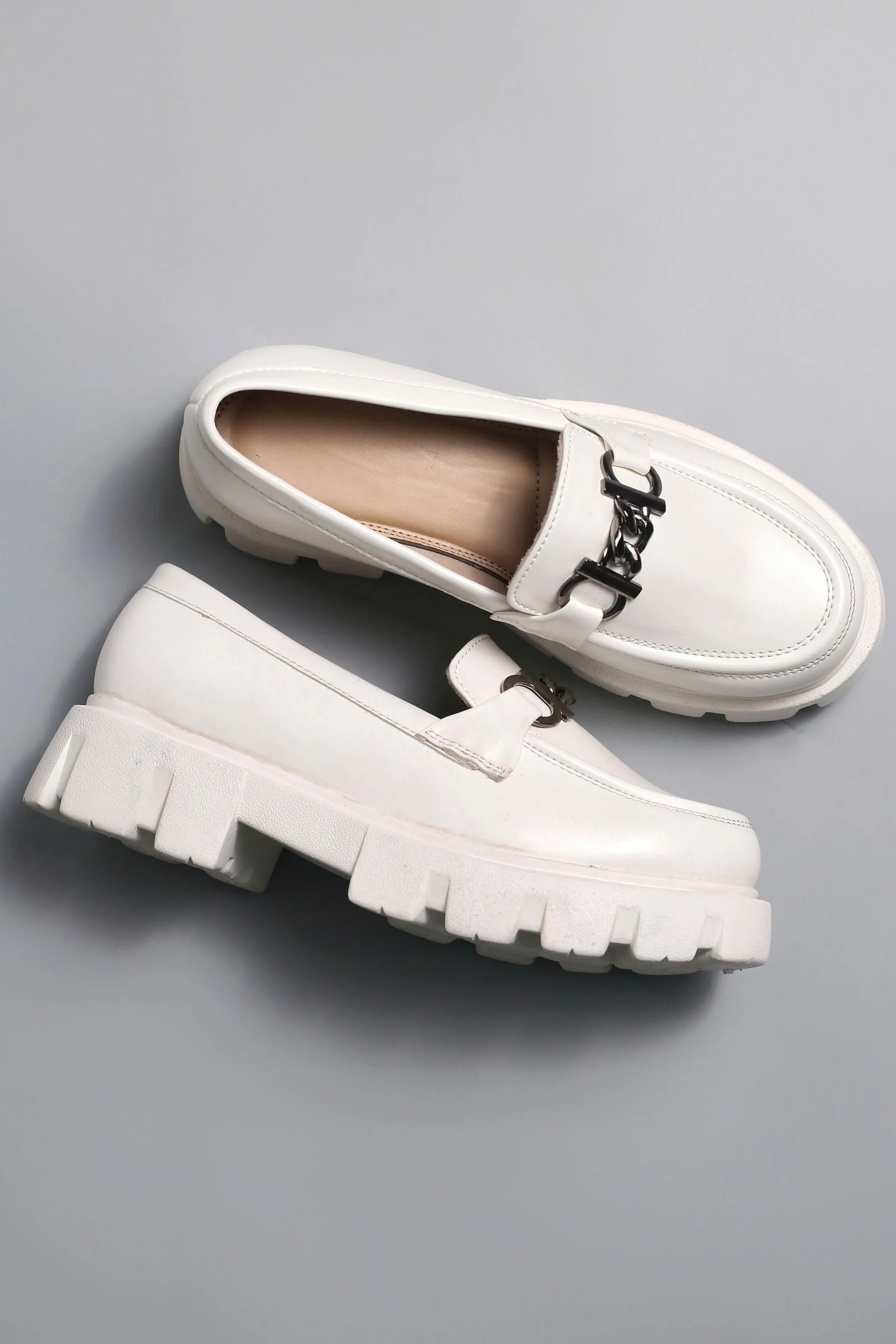Eckhaus Latta Loafers Brauch White Solid Buckle Embellished Loafer Shoe