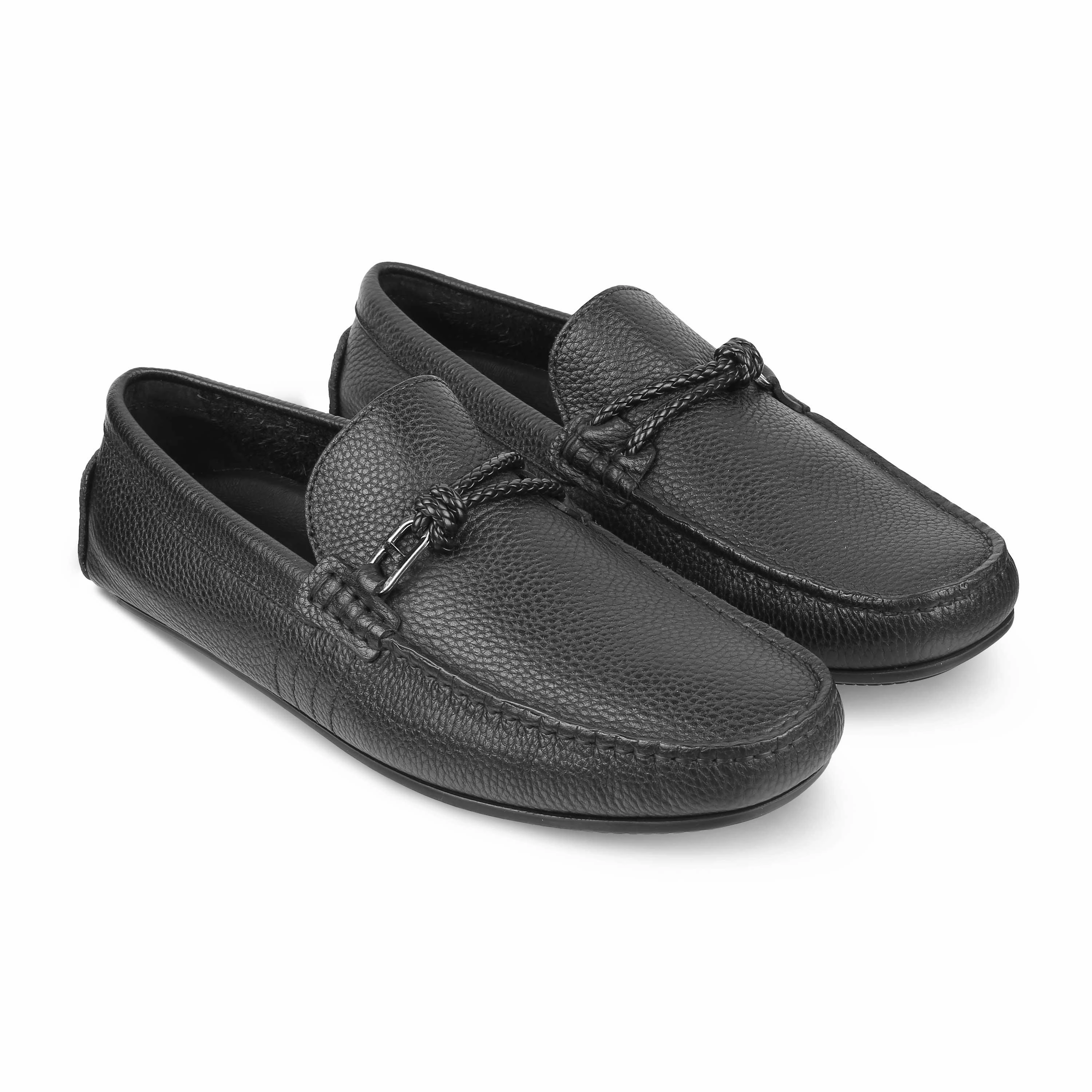 Tresmode Monoc Black Men's Leather Driving Loafers Summer Charms Walk Suede Loafers